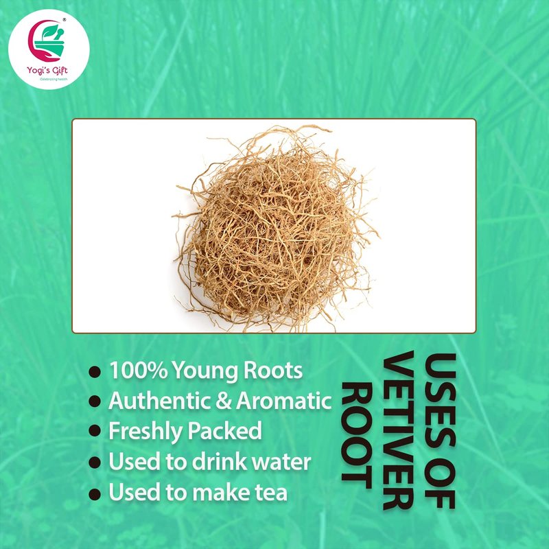 VETIVER Root 4 oz(114 Grams) | Great Aromatic Roots | 100% Pure and Natural Mesmerizing Fragrance | Product of India | Non-GMO, Vegan | Yogi's Gift®