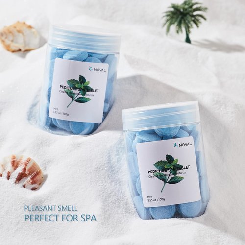 NOVAL Pedicure Spa Tablets, Blue Mint Foot Soak for Pedicure Bowl, Foot Bath and Salon Home Use, 100g