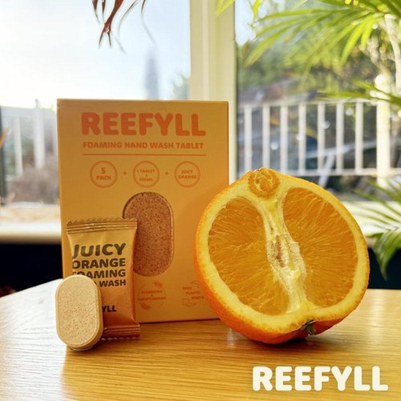 Reefyll Foaming Hand Soap Refill Tablets Dissolvable Plastic Free Hand Wash Pods Just Add Water Juicy Orange Scent 3 Tablets