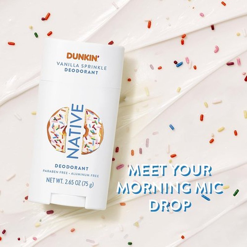 Native Deodorant - Limited Dunkin Donuts Edition | Aluminum-Free, Probiotic Formula | Vanilla Sprinkle 2.65oz