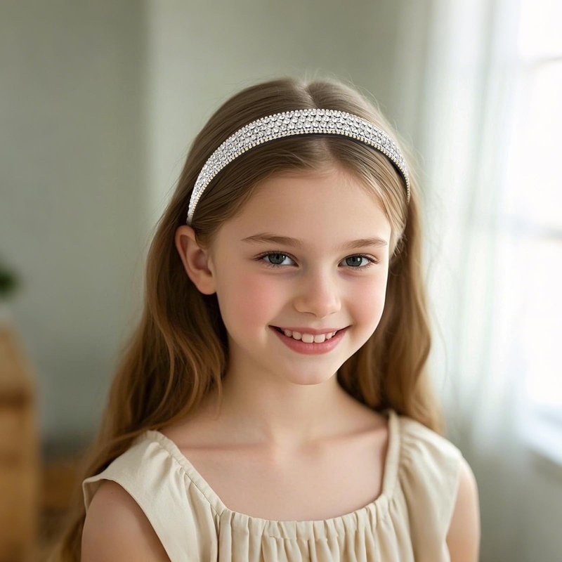 Wecoe 4 Pack Rhinestone Headbands Women Fashion Glitter Sparkly Diamond Headbands Flower Girls Back to School Prom Hair Accessories Women Girls Birthday Gift (Silver, Pink, Coffee, Black)