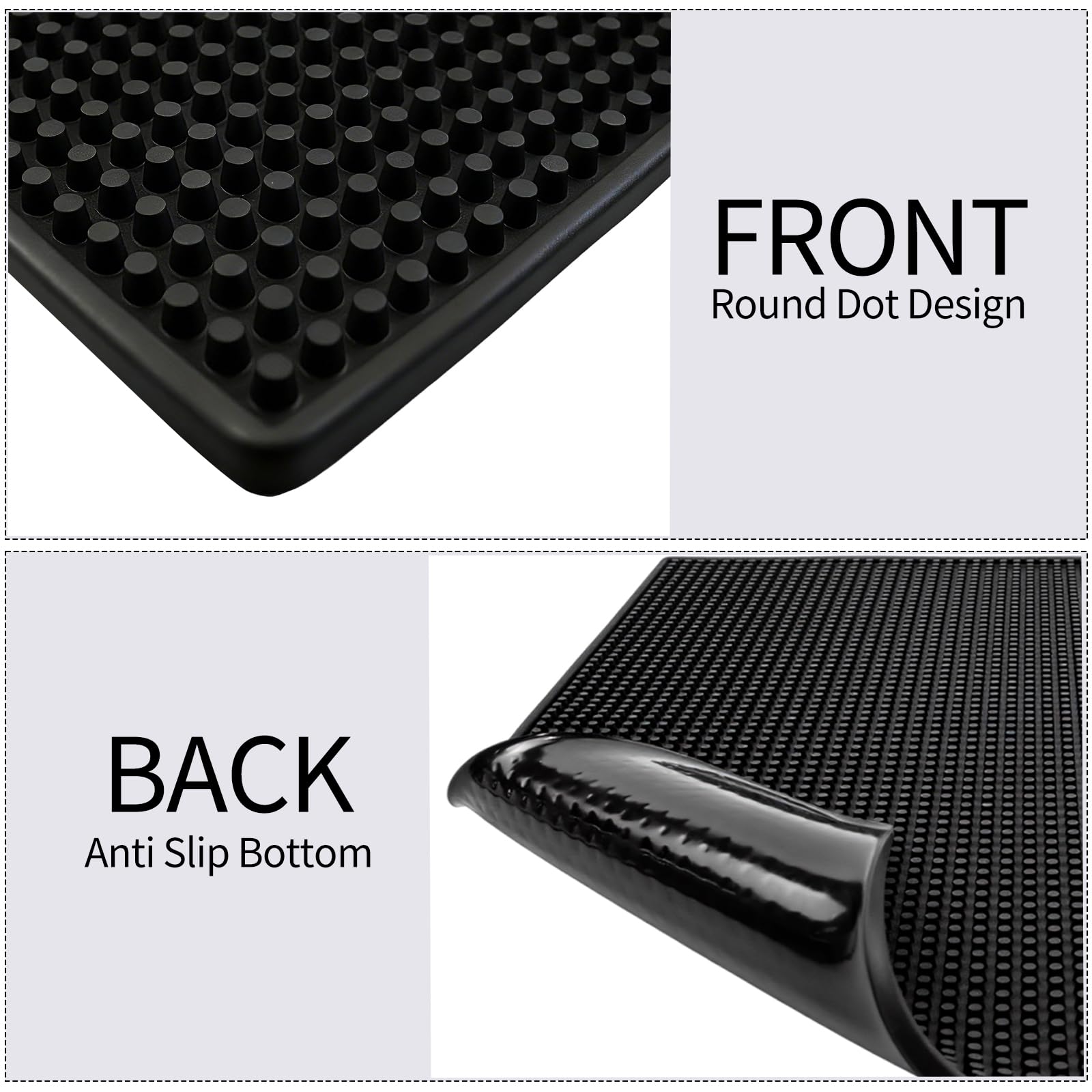 Jibrelxion 2 Pack Rubber Bar Mats for Countertop, 18" x 12" Dish Drying Spill Mat, Coffee Bar Mats Accessories for Cocktail Service in Bartending, Home, Kitchen, Restaurants, Black