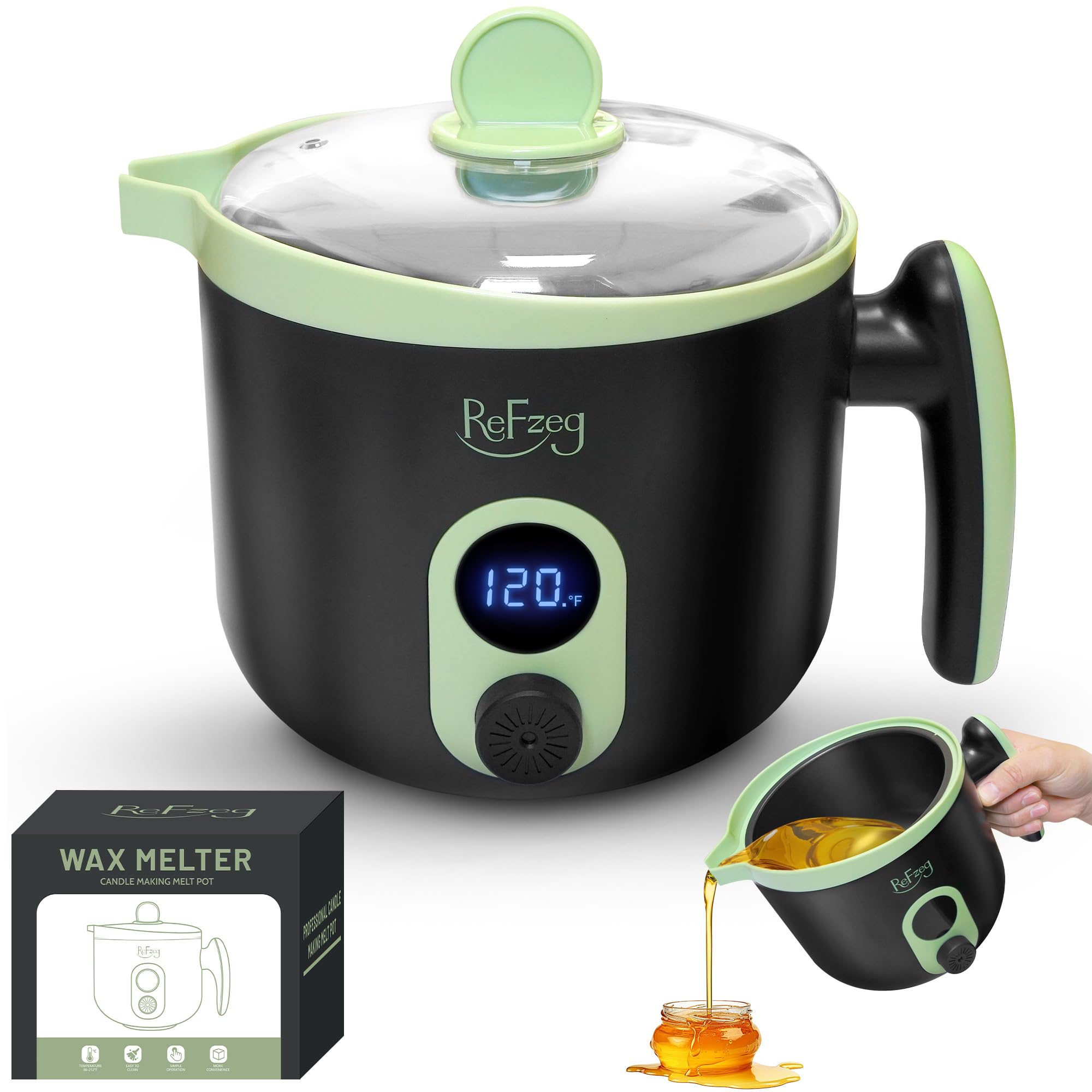 Candle Melting Pot Electric Wax Melter for Candle DIY Making with Pouring Spout, Non-Stick Candle Making Pouring Pot Soap Making Melting Pot with Digital Display, Constant Temperature Function(Black)