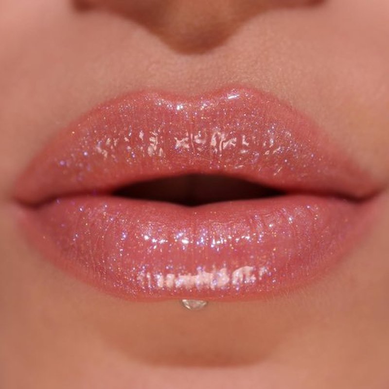 Revolution Pout Bomb Shimmer Lip Gloss - Buildable Sheer Color with Hyaluronic Acid | Vegan Glimmer Nude, 0.15 oz