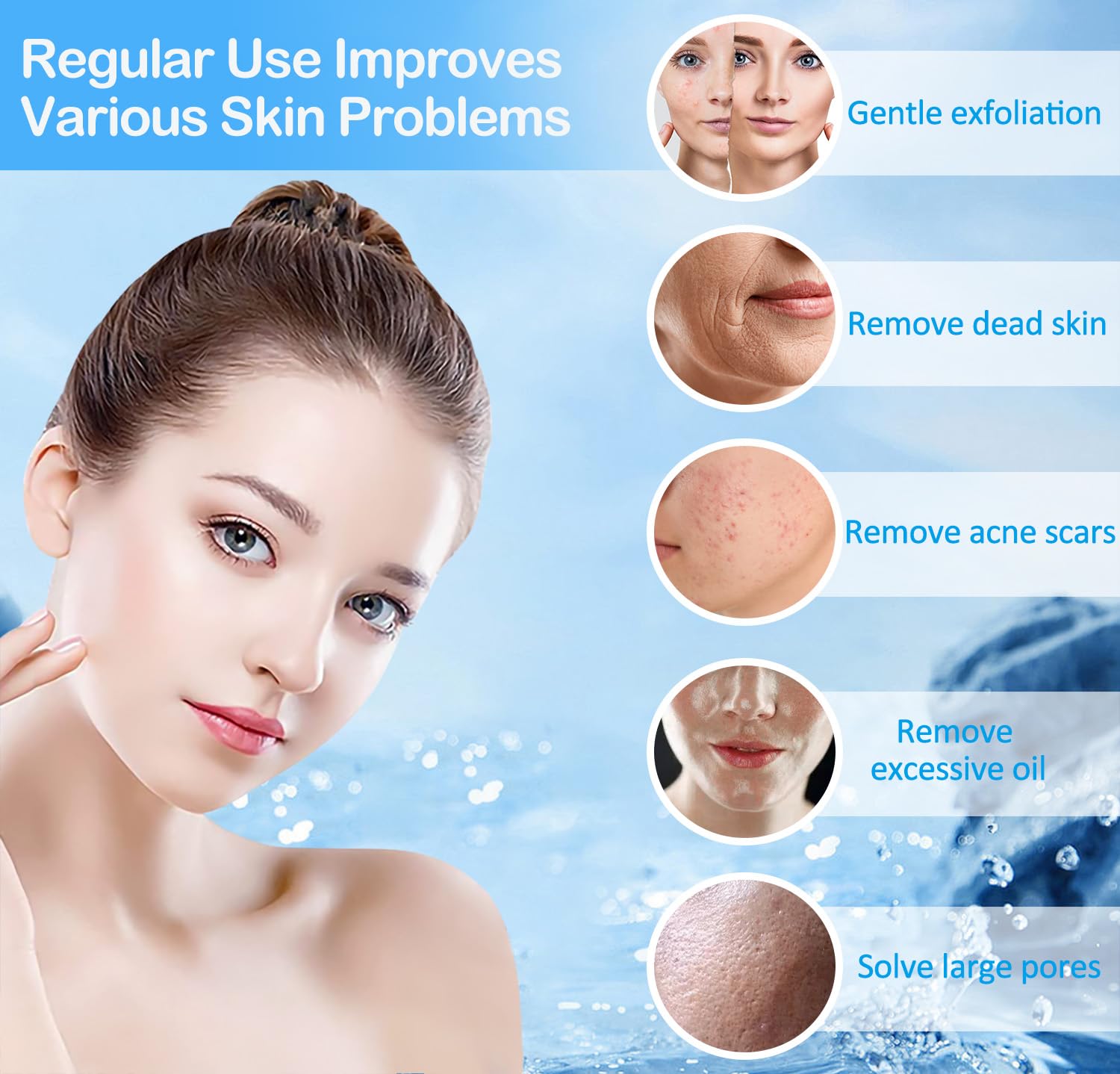 Beauty Star Upgraded Cordless Diamond Micro-dermabrasion Machine, Portable Crystal Tips Tool for Facial Skin Care, Face Pore Vacuum Glow Devices Kit, Home Use Microderm Equipment