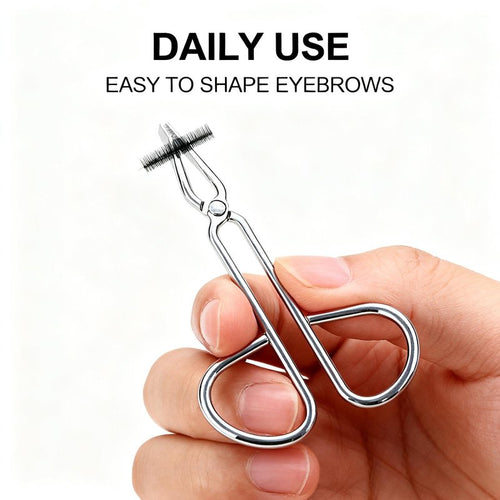 2 Pcs Silver Stainless Steel Eyebrow Tweezers & Scissors – Professional Slant Tip Hair Plucker, Ideal for Eyebrow Grooming & Facial Hair Removal at Home or Beauty Routine