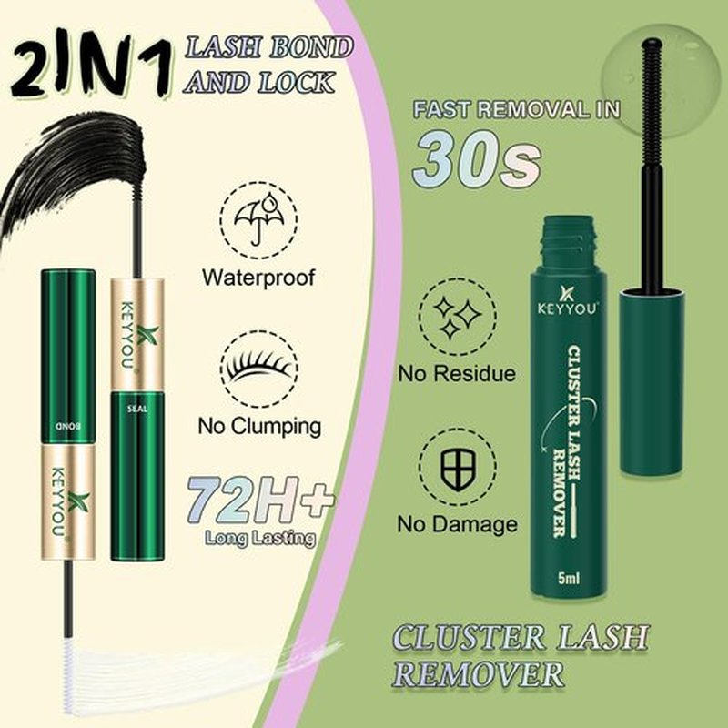 KEYYOU LASH Extension Kit 144Pcs Angel Lash Clusters Kit Thick Eyelash Extension Kit with Glue and Seal,Tweezers,Remover for DIY lash extension kit at Home（Kit-Angel A06-D-8-18MIX）