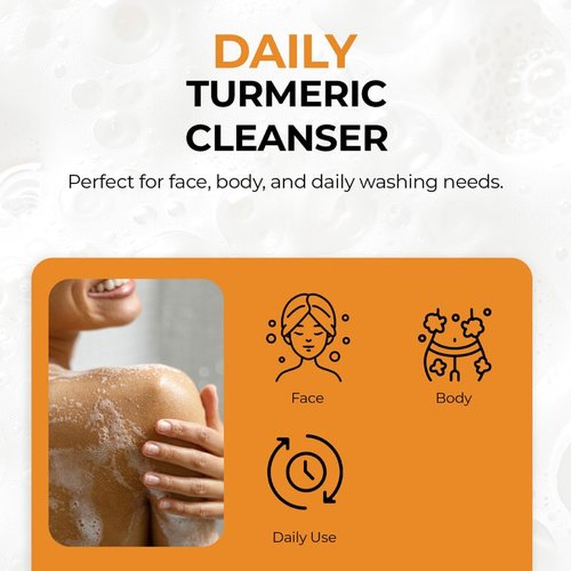 RA COSMETICS Liquid African Black Soap with Turmeric – Traditional West African Cleanser with Shea Butter & Coconut Oil – Face, Body & Hair Wash for Daily Use – No Artificial Fragrances – 8oz