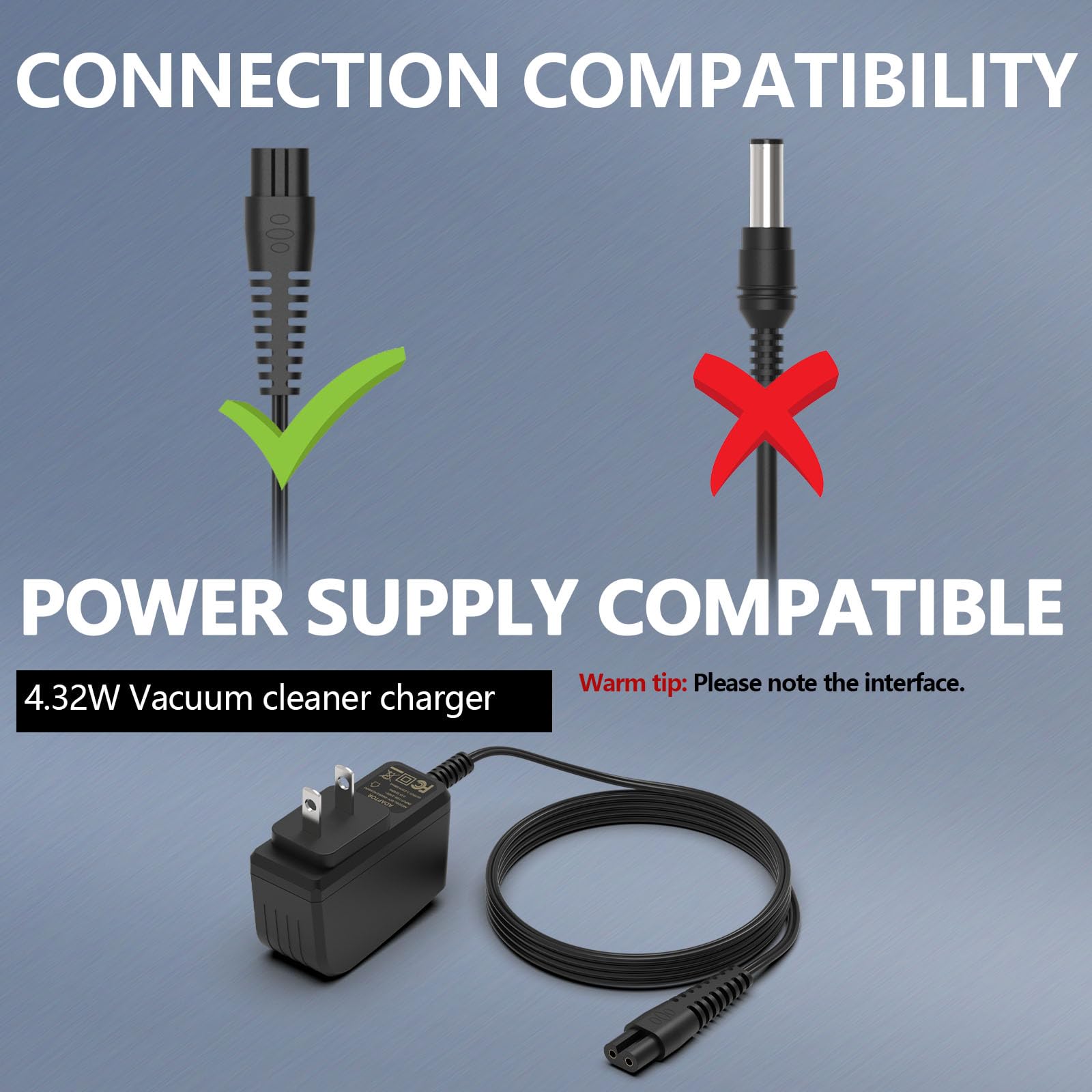 hafiuege Charger Compatible with Bissell Pet Hair Eraser, Charging Adapter Power Cord Compatible with 2390 2390A 23903 2284W 2284 14.4V Lithium Ion Hand Vacuum