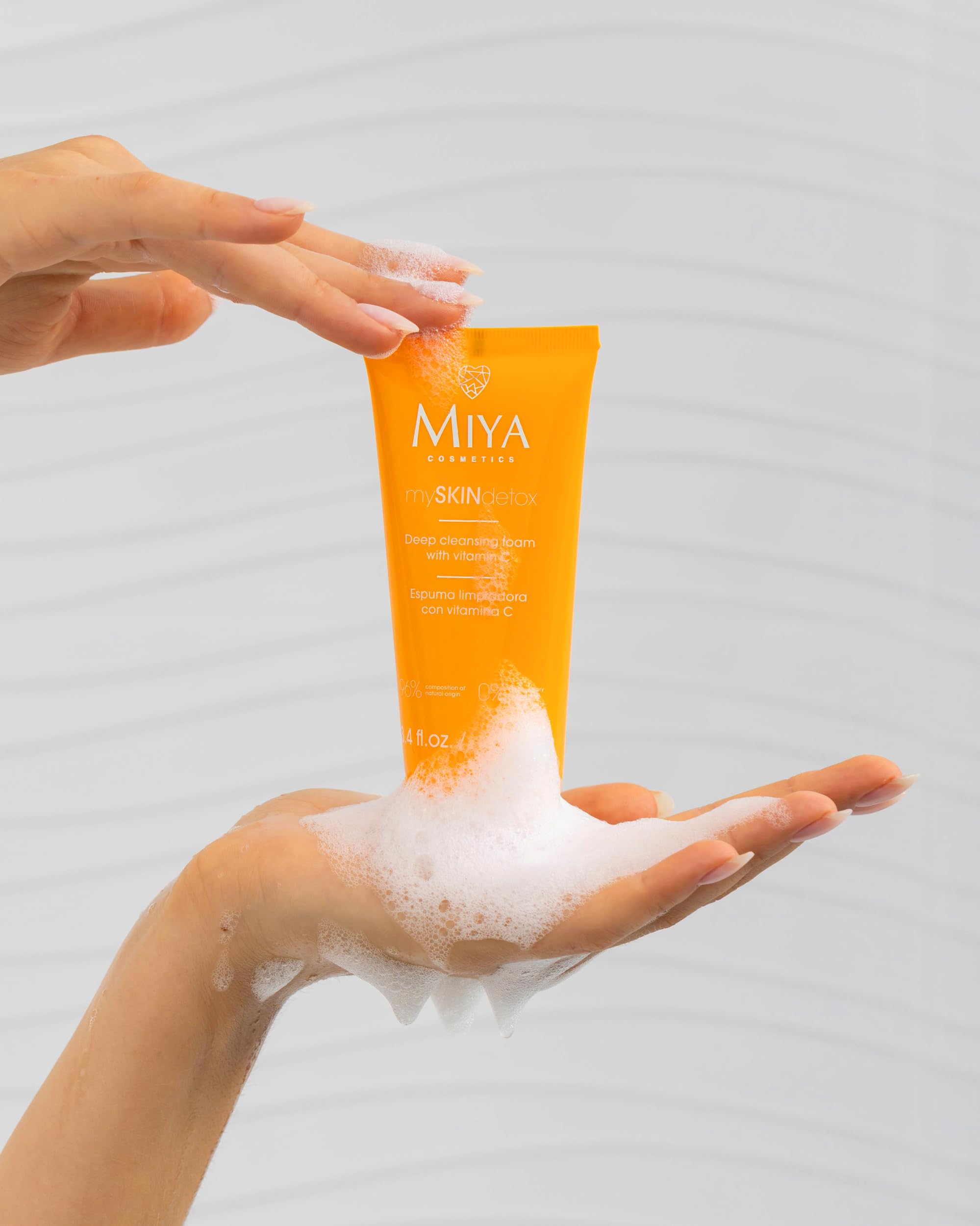 MIYA Cosmetics Vitamin C Foaming Face Wash Gentle Brightening Cleanser for Sensitive Skin, Pore-Minimizing & Refreshing Daily Formula mySKINdetox 3.4 oz