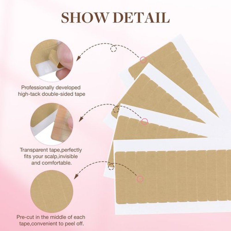 GOO GOO Hair Extension Tape Double Sided Adhesive Replacement Tape, Professional Strong Tapes for Tape in Hair Extensions 72pcs, 1.6 * 0.3inch per Piece