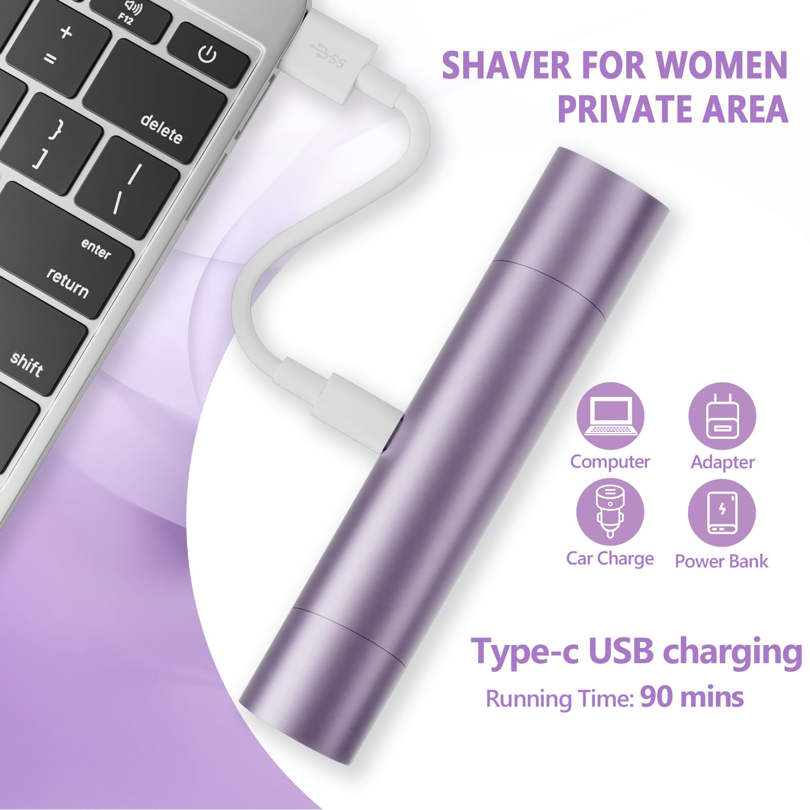 BIBWLD Women's Electric Shaver (Purple&Pink)