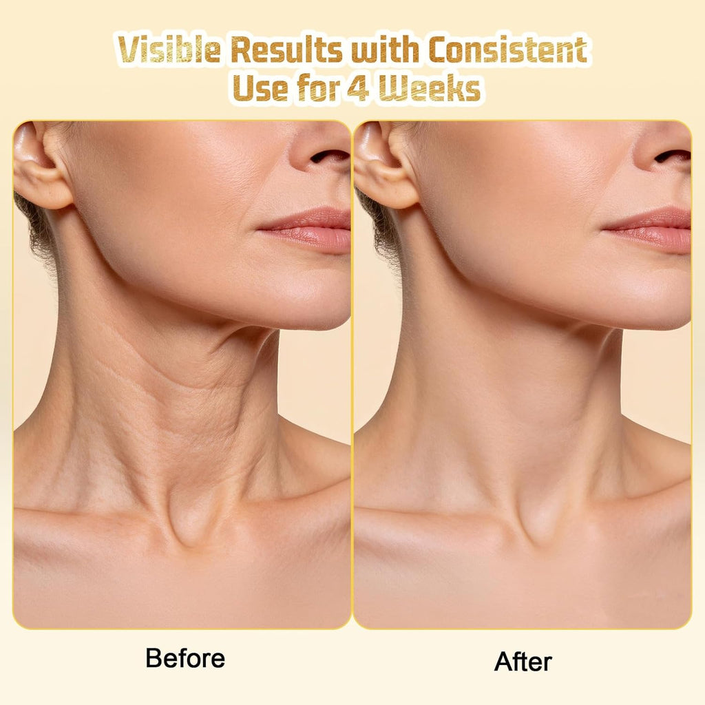 Z:SEA Collagen Cream Neck Mask & Gold Serum Set - 2-Step Anti-Aging Treatment for Crepey Skin | 5Ct