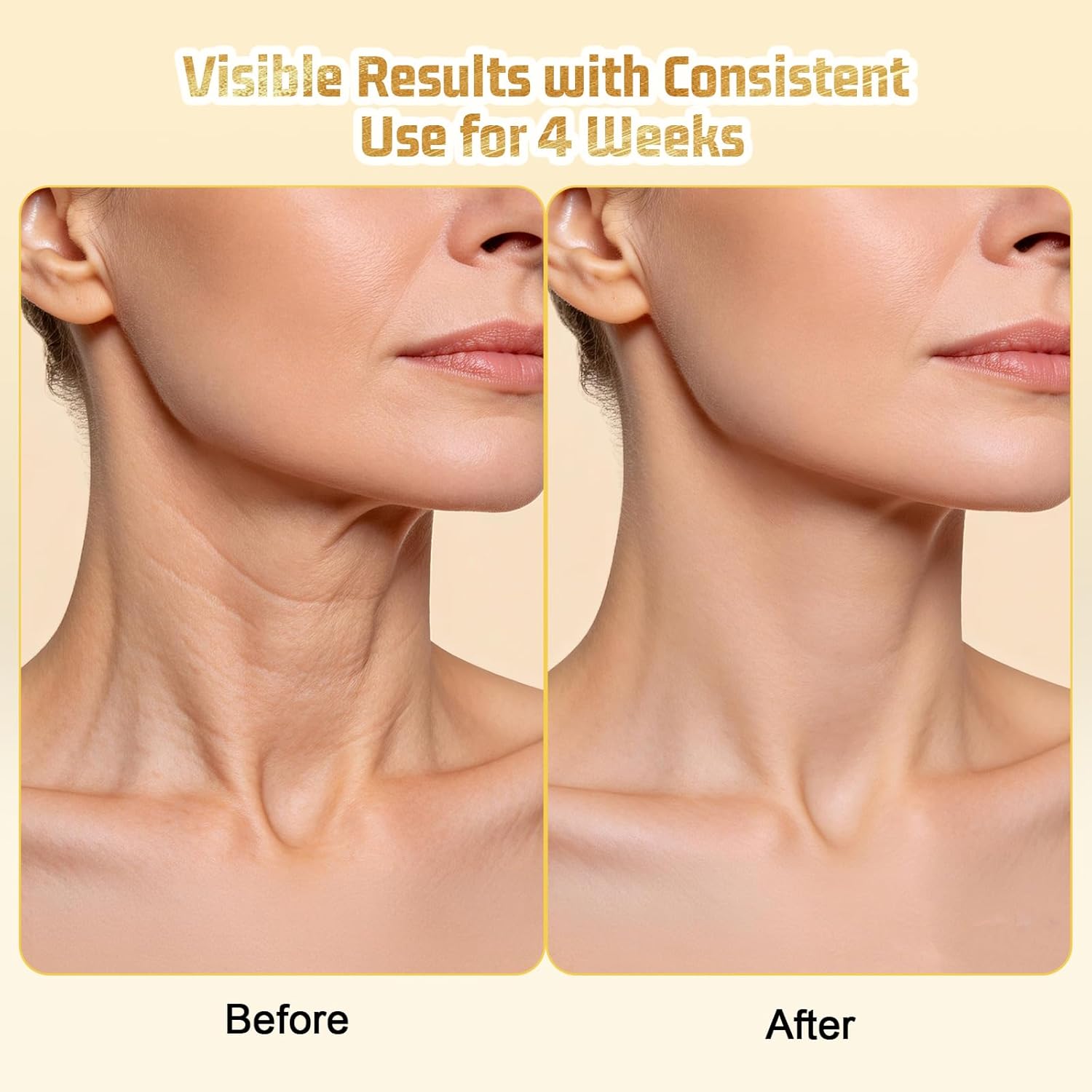 Z:SEA Collagen Cream Neck Mask & Gold Serum Set - 2-Step Anti-Aging Treatment for Crepey Skin | 5Ct