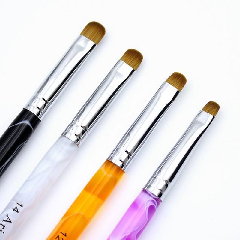 Aridito 4pcs Premium French Nail Art Brush & Dotting Tool - Professional Manicure Tool For Detailed Designs.(pink#10, Orange#12, White#14, Black#16)