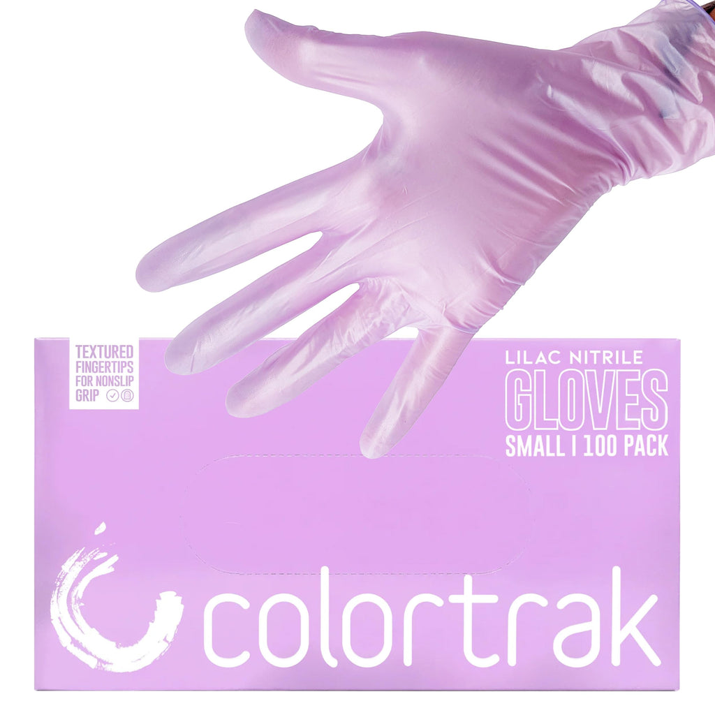 Colortrak Disposable Nitrile Gloves, Pink, Luminous Collection Lilac Frost Latex-Free, Powder-Free Hair Color Gloves for Chemical Processing & Salon Services, 100 Count, Small