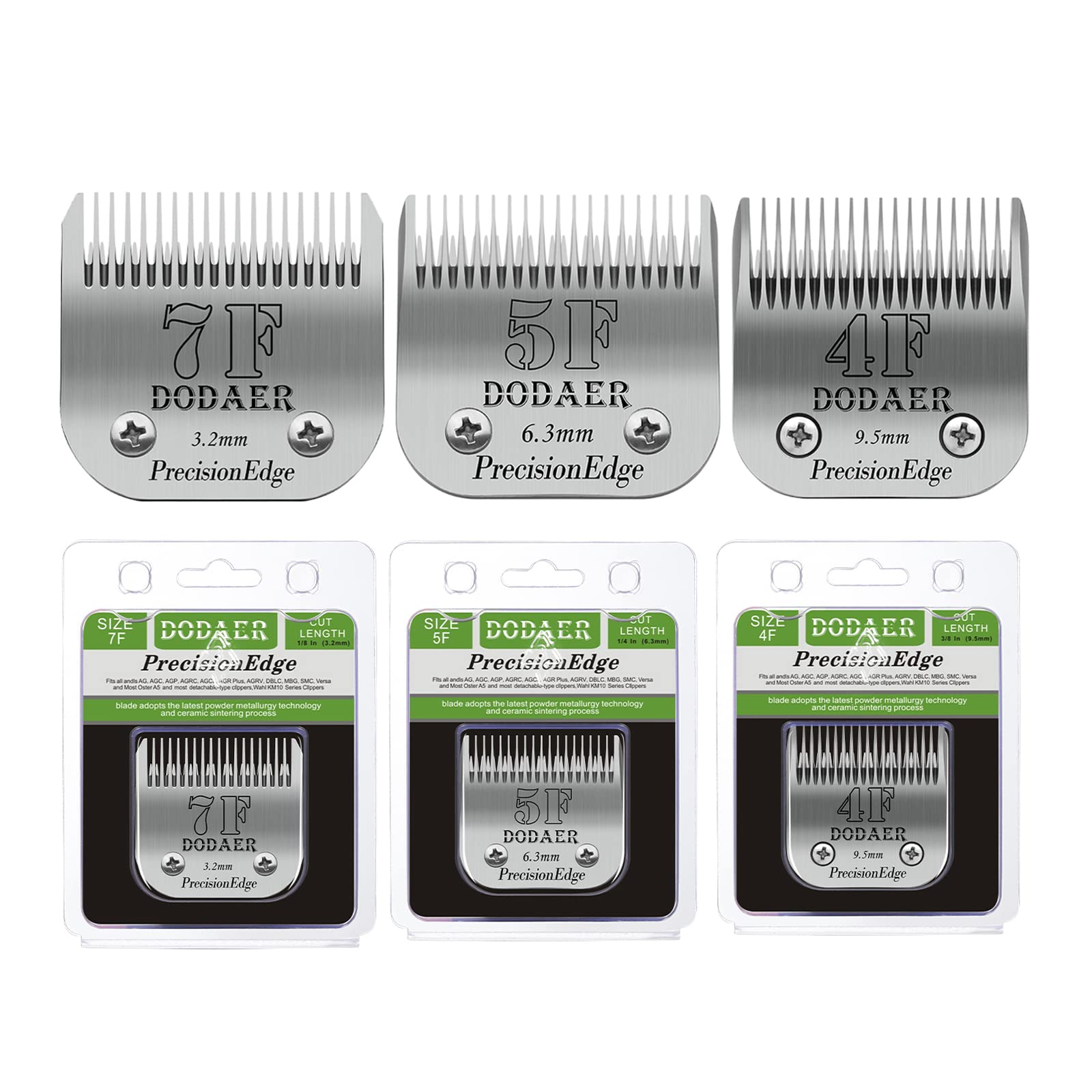 7F/5F/4F Dog Grooming Blades Set,Compatible with Andis,Oster A5,Wahl KM10