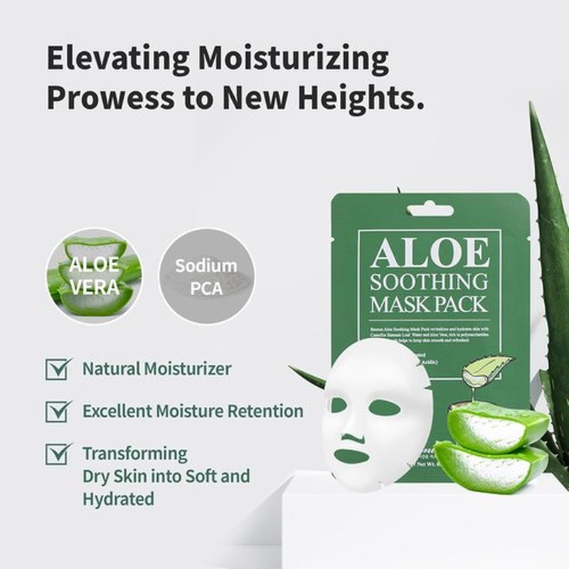BENTON Aloe Soothing Mask Pack | Hydrating & Cooling Facial Mask Sheets - 10 Pack (230g)