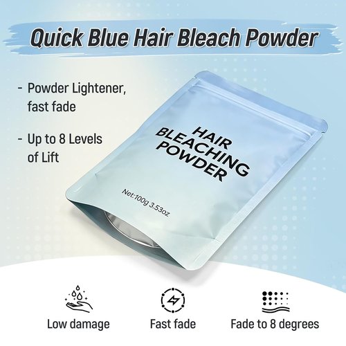 Professional Hair Bleach Powder by [Brand Name] - Strong & Gentle Lightening for Up to 8 Levels of Lift | 100g/3.53oz