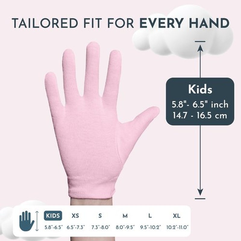 7 Pairs Cottonnerie Cotton Gloves for Dry Hands Sleeping, Moisturizing Gloves Overnight, Hand Moisturizer Gloves, Moisture Gloves for Dry Hands Overnight, Sleeping Eczema Gloves, Kids,Pink