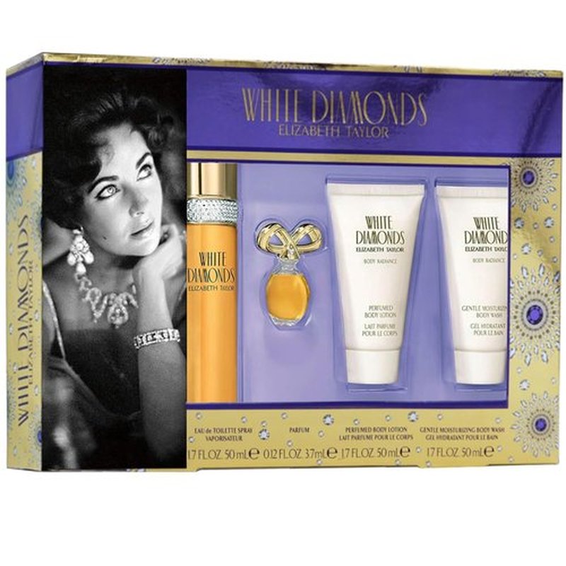 Elizabeth Taylor White Diamonds Perfume Gift Set - 4 Piece EDT Collection | 1.7 Ounce