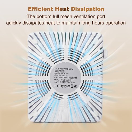 Rechargeable Nail Dust Collector,Portable Dust Collector Nail Tech,40 Speed Adjustable Levels,4000RPM Powerful Suction Nail Vacuum Fan for Acrylic Nail Polishing at Salon & Home