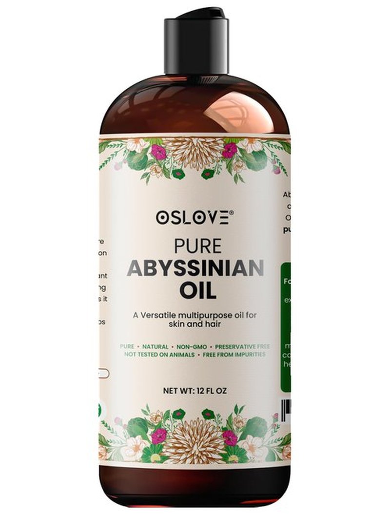 Oslove Organics 100% Pure Abyssinian oil 12 oz Use for Hair and Skin | Smooth Shiny Hair | Softens and Moisturizes Skin