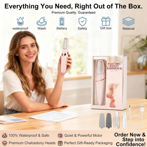 Electric Foot File, Callus Remover for Feet,Rechargeable Foot Pedicure Tool for Dry &Dead Cracked Skin,Professional Cordless Hard Skin Removal with 2 Durable Heads