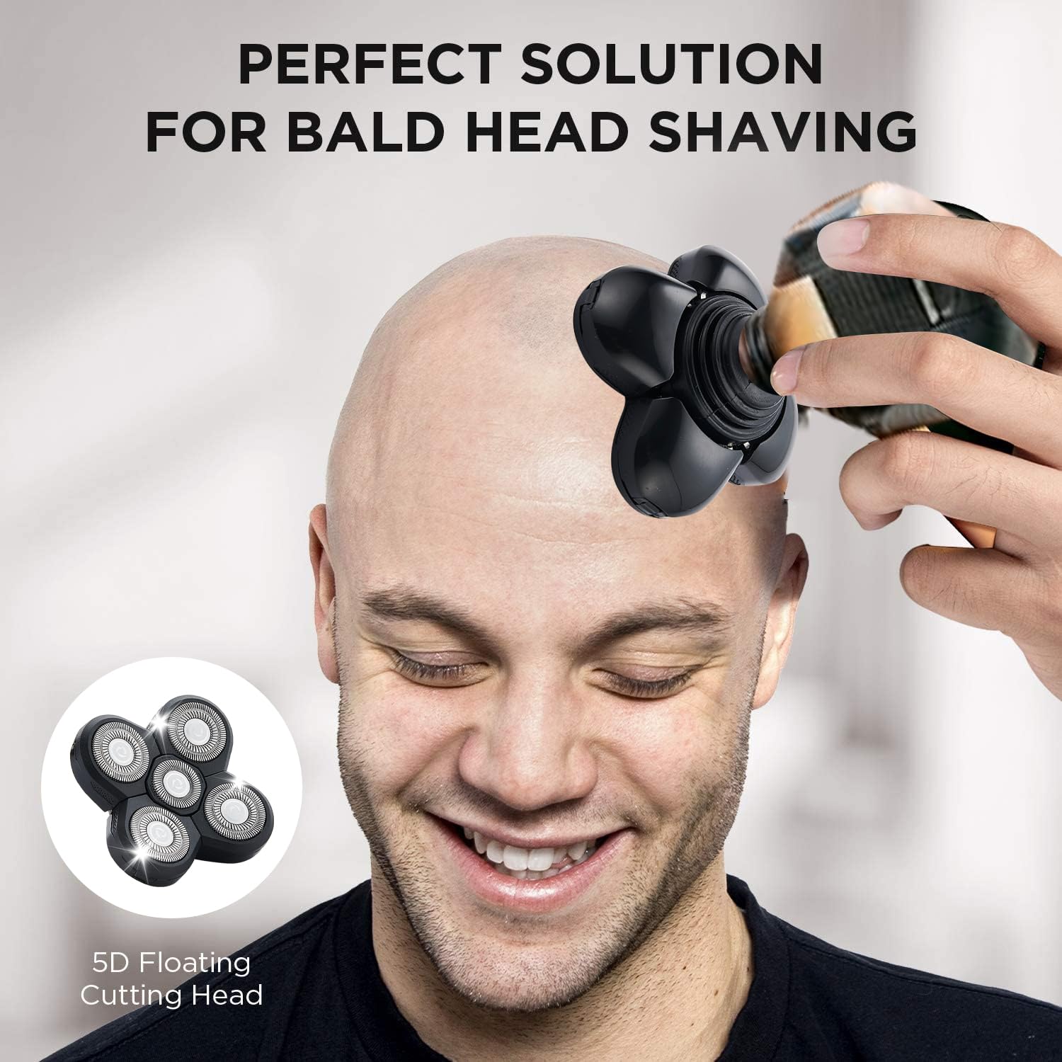 5 Head Shaver Replacement Heads, Bald Men Electric Razor Blades,3-Pack