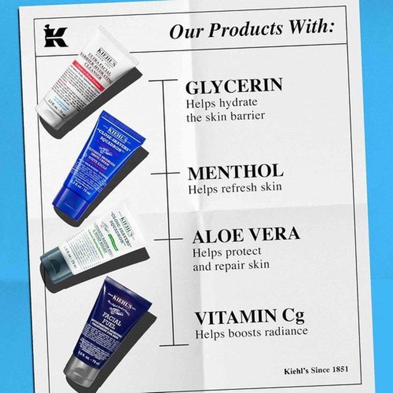 Kiehl's Men's Skincare Gift Set - Complete Shaving Kit with Face Wash, Cream & Moisturizer | $92 Value