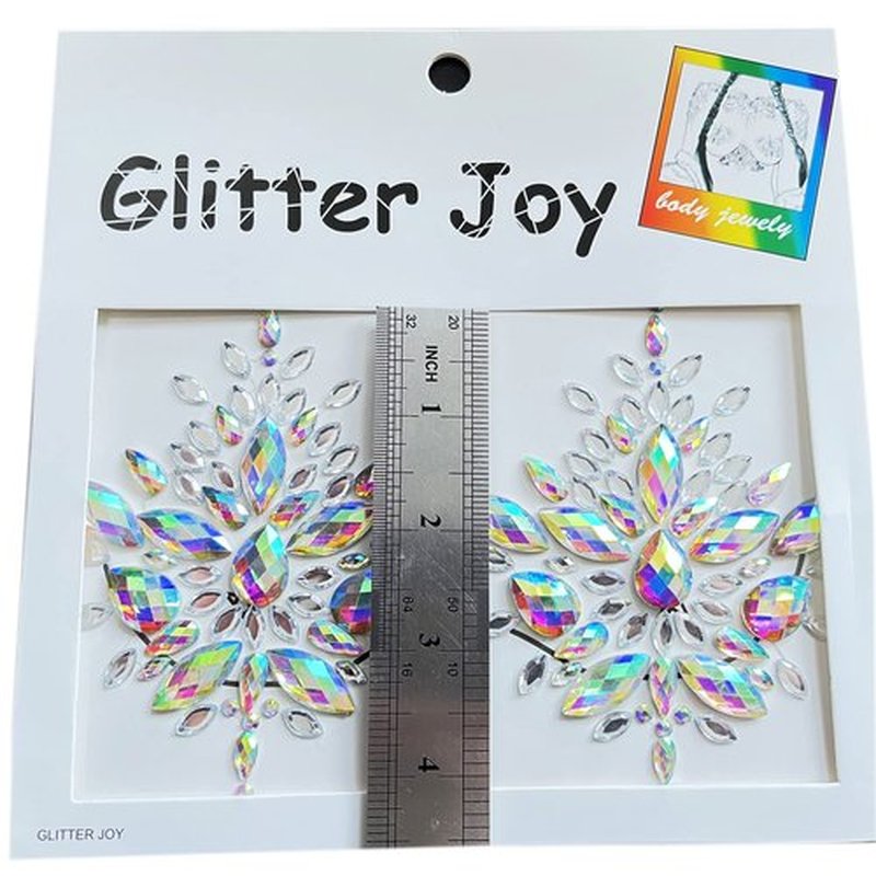 Kotbs Rhinestone Body Gems Stickers, 2-Sheet Breast Jewels Tattoo Rhinestone Chest Sticker, Crystals Body Jewels for Halloween Music Carnival Festival Party Makeup