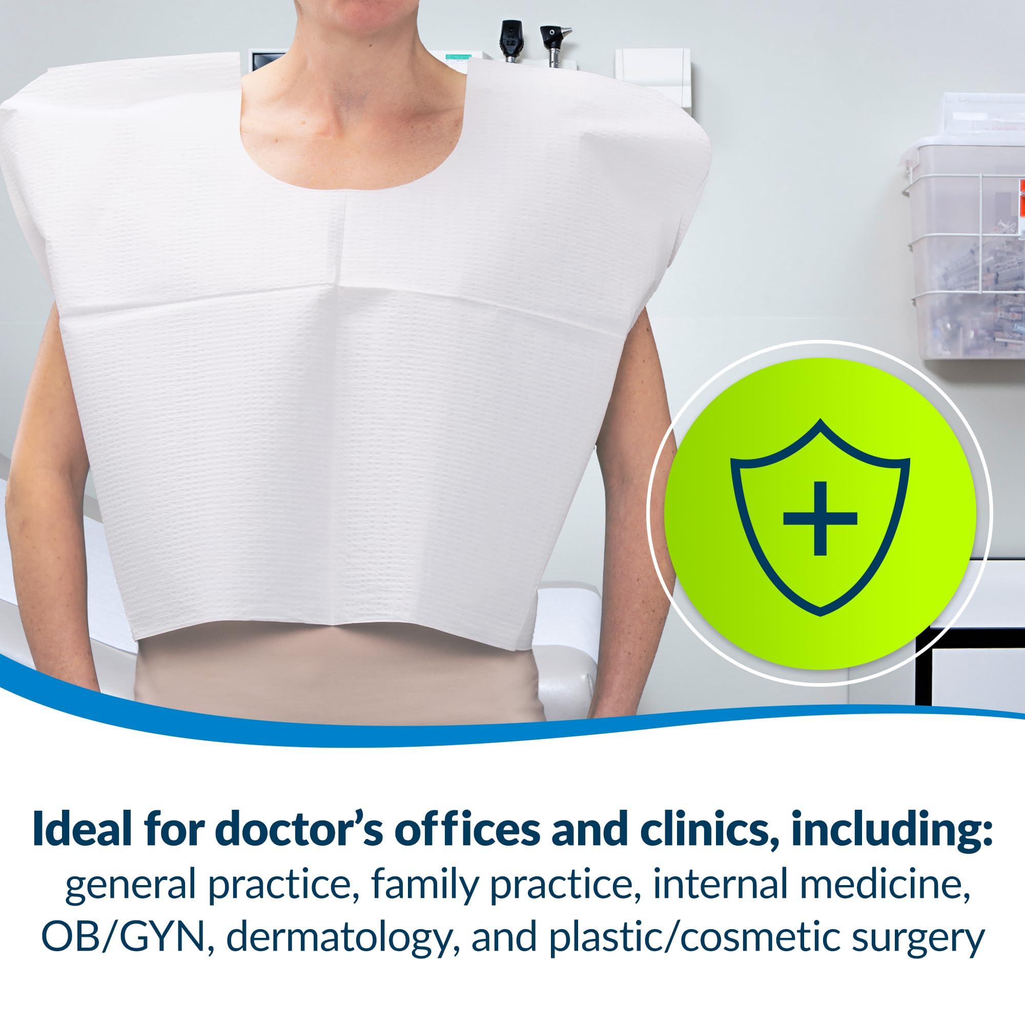 TIDI 911 Avalon Capes, White (Pack of 100) ― Tissue/Poly/Tissue ― Short-Sleeve, Open-Back Exam Capes ― Short, Disposable Medical Gowns ― Standard Size (30” x 21”) ― Latex-Free Medical Supplies