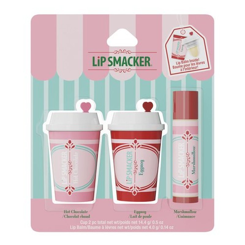 Lip Smacker Holiday Café Balm Trio, Moisturizing Lip Balm Set with Festive Flavors, Collectible Frappe Cup Design, Perfect Holiday Gift for Kids & Lip Balm Lovers