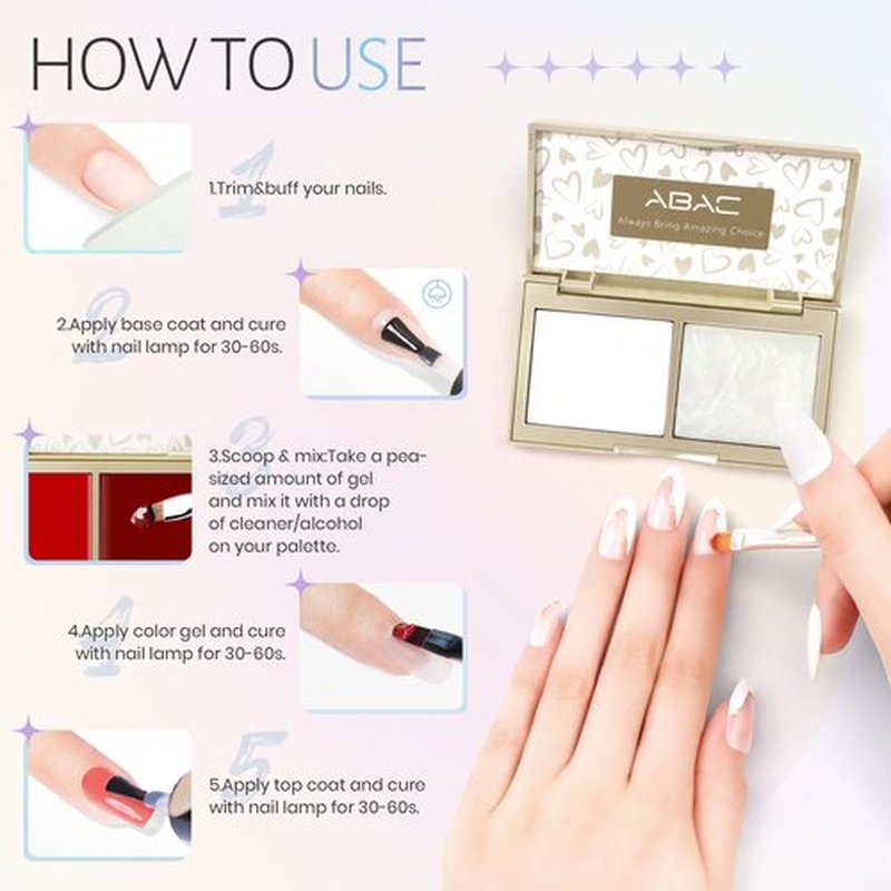 Solid Gel Nail Polish Set,Ombre Pat Painting Gel & Nail Art,6G Full-size 2 Colors White & Glitter White Soak Off UV Gel Polish kit,Manicure Salon DIY Design at Home Gift for Woman