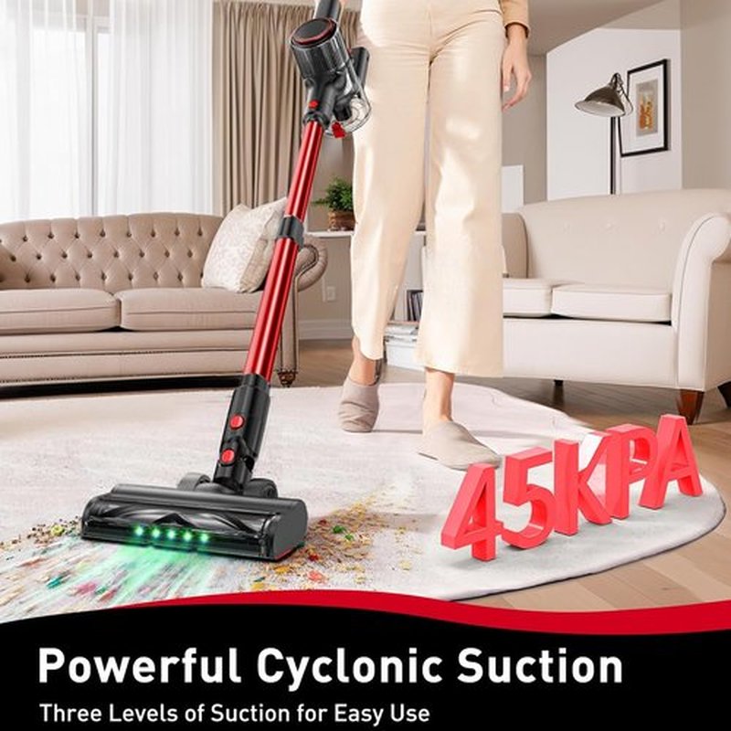 Skiennix Cordless Vacuum Cleaner - 45KPA Powerful Suction | 45-Minute Runtime, 8-in-1 Design for Home & Pet Hair