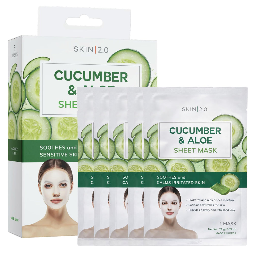 Skin 2.0 Sheet Face Mask - Sheet Mask - Cruelty Free Korean Skin Care For All Skin Types - 5 Masks