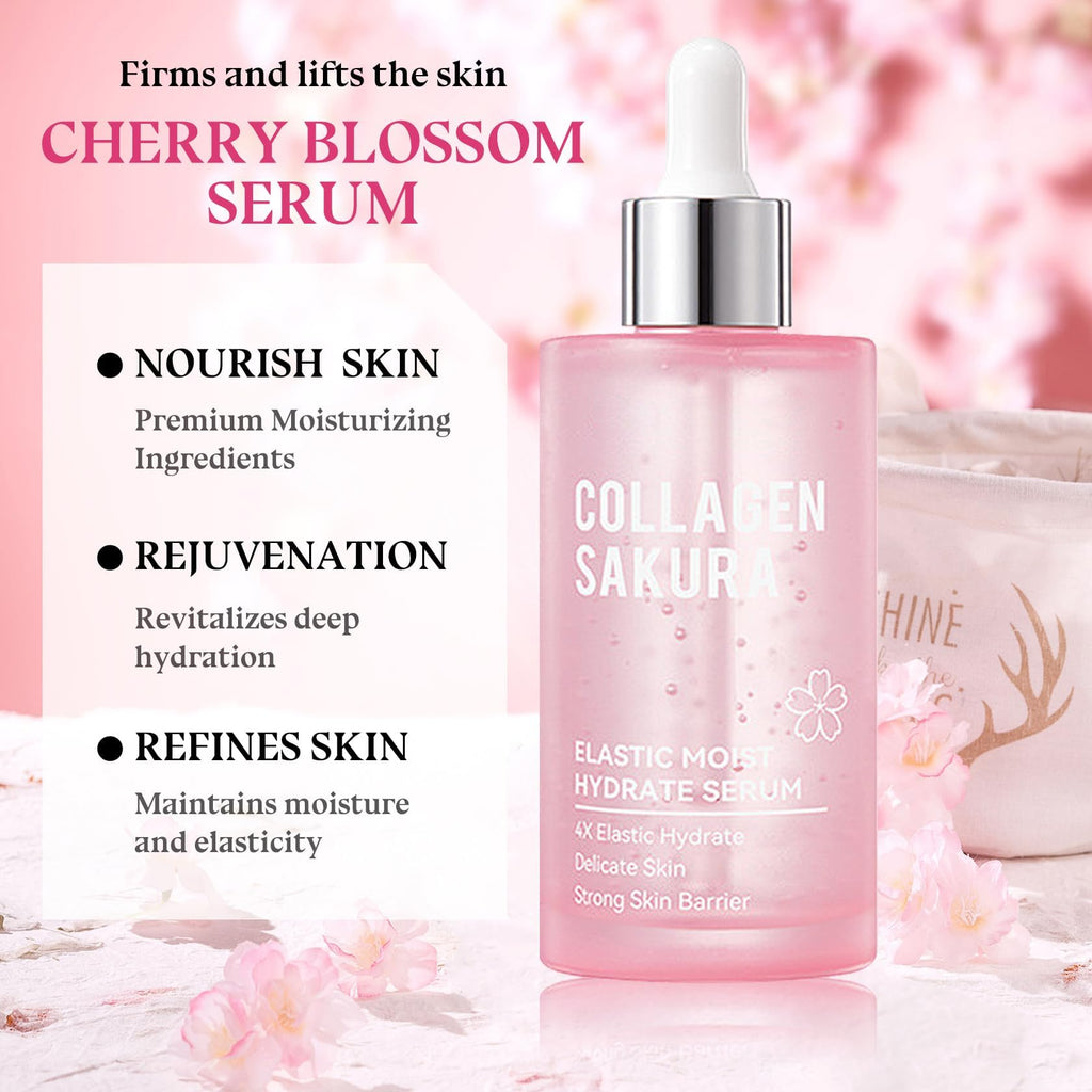 Skin Care Set-Travel Skincare Kit-Collagen Sakura Set with Mask,Eye Cream,Cleanser,Serum,Face Cream,Toner for Gift Sets for Teen Girls,Facial Skin Care Sets for Women Wife Teen Girls