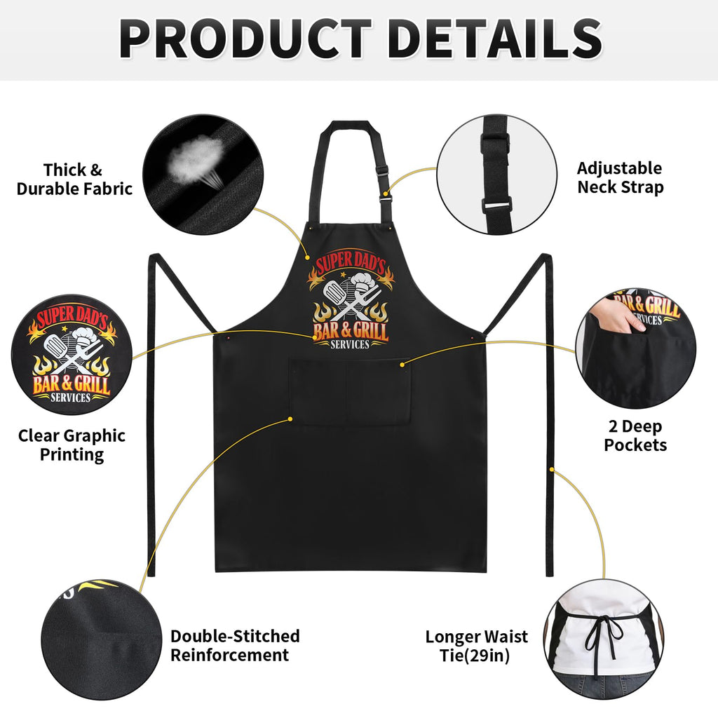 DFPDFP Dad Birthday Gifts from Daughter Son - Funny Grilling Aprons for Men, Men Gifts for New Daddy Father in Law, Heavy-Duty BBQ Cooking Aprons with 2 Big Pockets, Fathers Day Gift for Dad