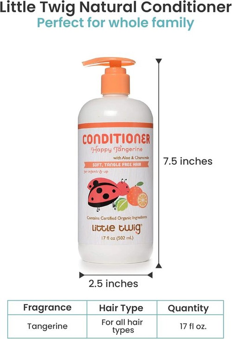 Little Twig Detangling Conditioner - Natural Plant-Derived Formula with Essential Oils | Tangerine, 17 fl oz