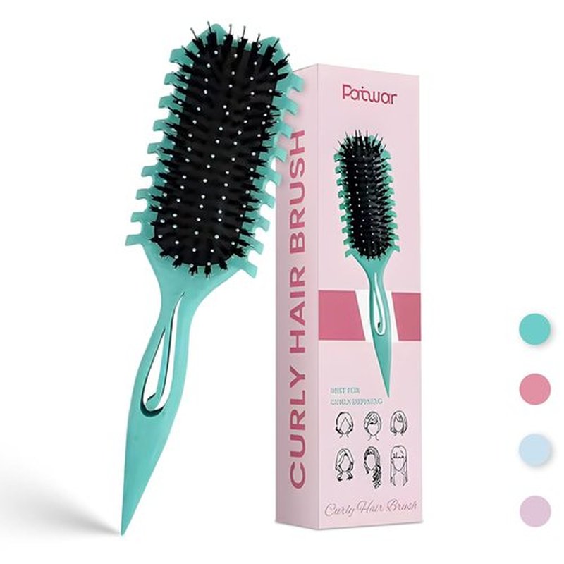 Skiennix Curl Defining Brush - Effortless Detangling & Styling Tool for Curly Hair | Reduces Frizz, Green