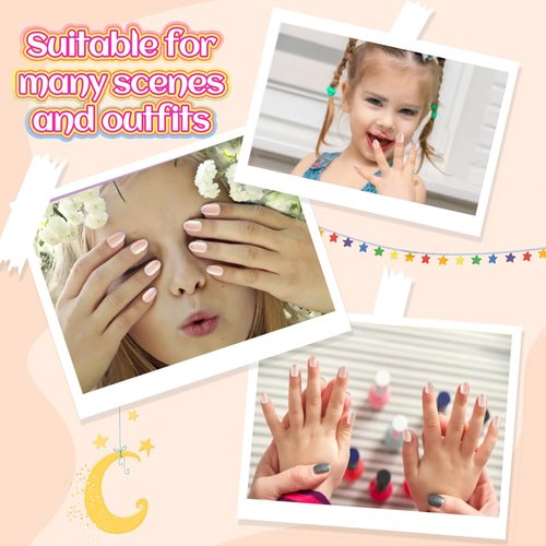 Plauva 26 Pieces Press on Nails for Kids, Children Purple French Tip Daisy Flowers Fake Nail for Kids Teenager Girls 8-12 Years Press on Nails with Nail Glue