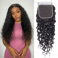 4x4 Transparent Hd Lace Closure Water Wave Invisible Ultra-Thin 4x4 Closure Brazilian Raw Virgin Human Hair Pre Plucked Natural Black (4x4 Lace Closure, 10 Inch)