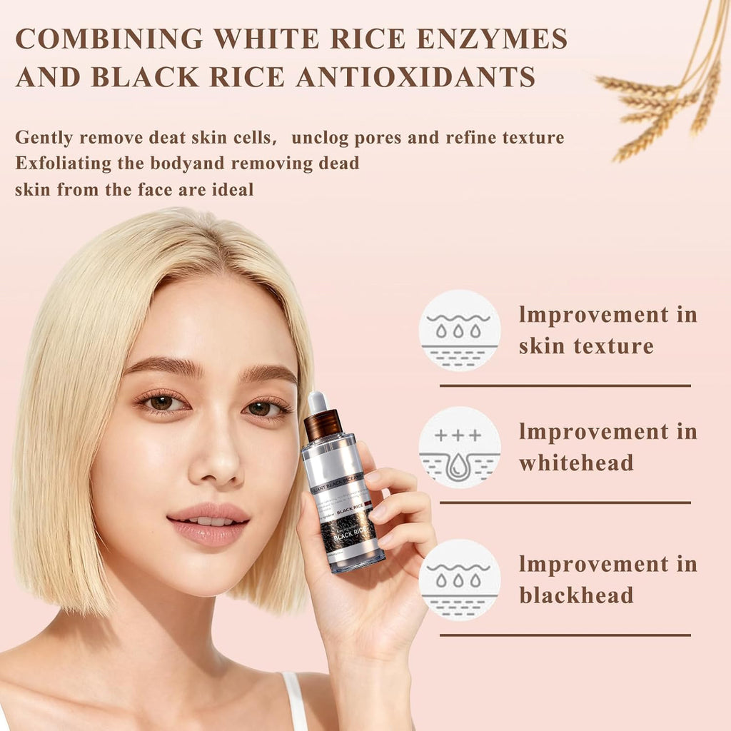 Rice Peel Shot Glow Rice Ampoule Duo | Pore Minimizing Gentle Peel & Deep Hydration |Black Rice Exfoliant for All Skin | 6.76 Fl Oz 2Pcs