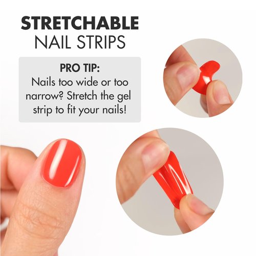MOYOU LONDON Semi Cured Gel Nail Strips - 20 Pcs. Waterproof Gel Nail Wraps, Cures in Sunlight or UV/LED Lamp, Lasts Up to 2+ Weeks, Stretchable, Easy to Apply & Remove, Vegan & Cruelty-Free