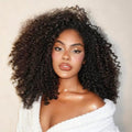 Half Wig Human Hair Kinky Curly Half Wig 200 Density 3 In 1 Seamless Flip Over Glueless Wigs Human Hair with Drawstring Invisible Hairline Beginner Friendly Curly Wig Headband Wig for Women 18Inch