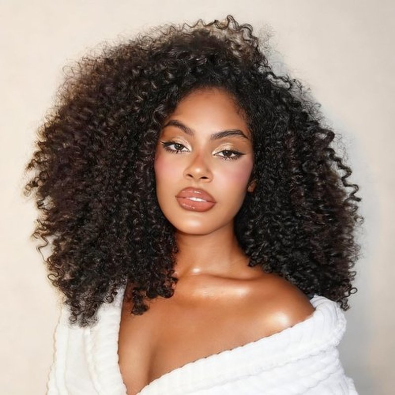 Half Wig Human Hair Kinky Curly Half Wig 200 Density 3 In 1 Seamless Flip Over Glueless Wigs Human Hair with Drawstring Invisible Hairline Beginner Friendly Curly Wig Headband Wig for Women 18Inch
