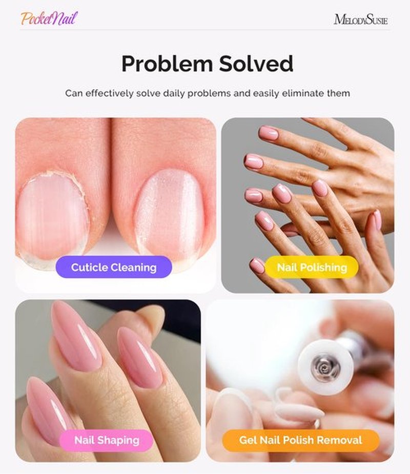 MelodySusie PocketNail Slim Ergonomic Pen-Shaped USB Nail Drill, PC100G 20002RPM Portable Electric File for All Manicure, Pedicure Nail Care, Shaping & Gel Removal at Home for Beginners