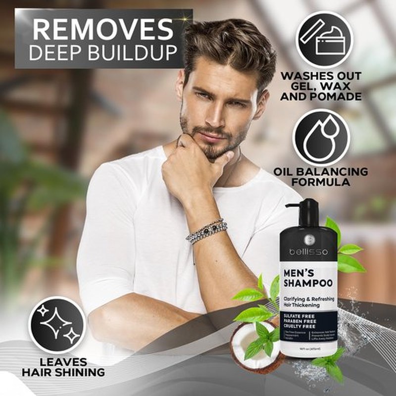 Skiennix Men's Shampoo - Tea Tree Oil & Peppermint - Sulfate & Paraben Free | Clarifying & Refreshing Formula for Oily Hair
