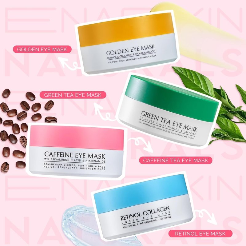 Under Eye Patches for Puffiness and Dark Circles: Caffeine Gel Masks for Undereye Wrinkles Bags - Instant Moisturizing Brightening Skincare Pads - Gift for Women Mom Wife - 30 Pairs (Rose)