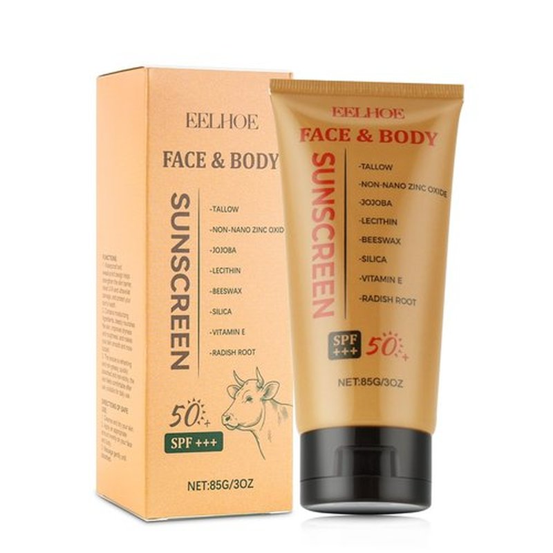 TINYLENS EELHOE Tallow Sunscreen SPF 50, Non-Nano Zinc & Grass-Fed Tallow Sunblock for Face & Body, Non-Greasy, Mineral-Based Water Resistant Balm, 3 oz